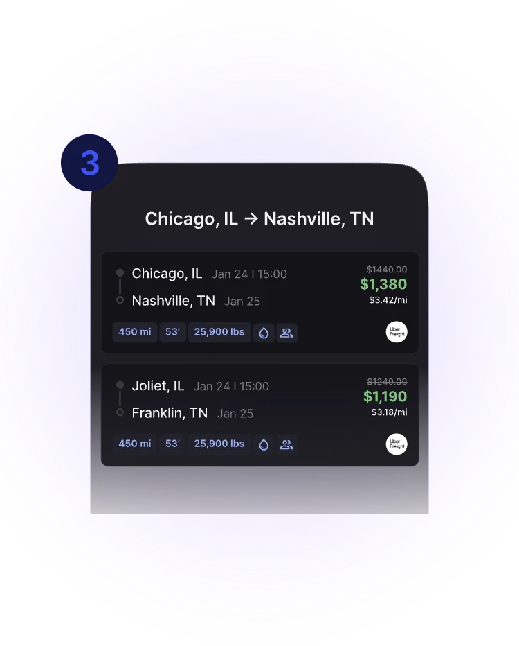 See matching Uber Freight loads